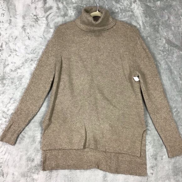 Sweet Romeo Sweater Women’s Medium Brown Tan Turtleneck Hi Low Pullover - Picture 3 of 9